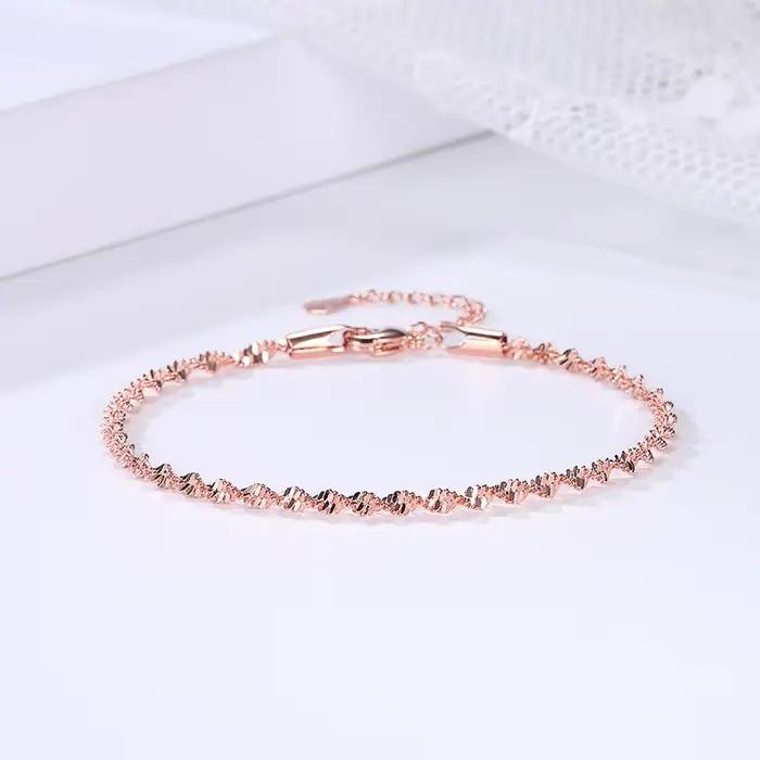 Bracelet en spirale torsadé pour femmes, bijoux tendance, lisse, exquis, ondulé, Grain torsadé, Rose, or, couleur argent, à la mode, cadeau, KBH064