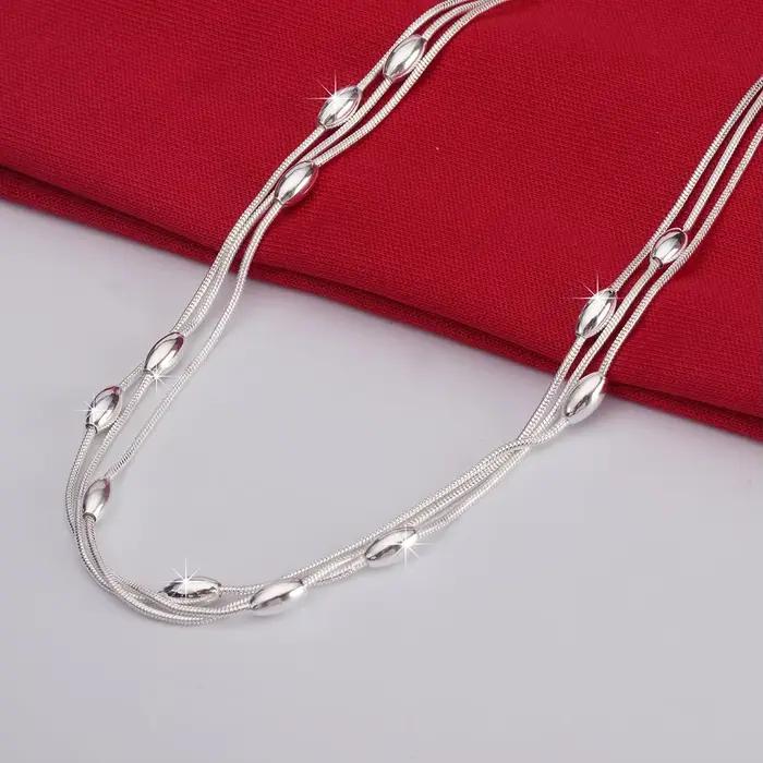 Collier de perles et breloques en argent sterling 925 Noble Fashion pour femme – Bijoux tendance pour fêtes et mariages