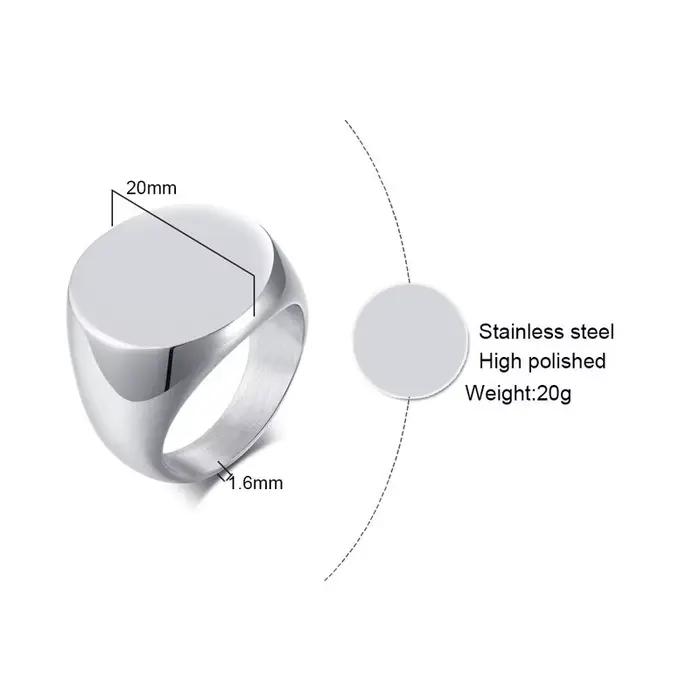 Bagues personnalisées pour hommes, chevalière ronde en acier inoxydable avec nom de Photo, bijoux personnalisés pour hommes
