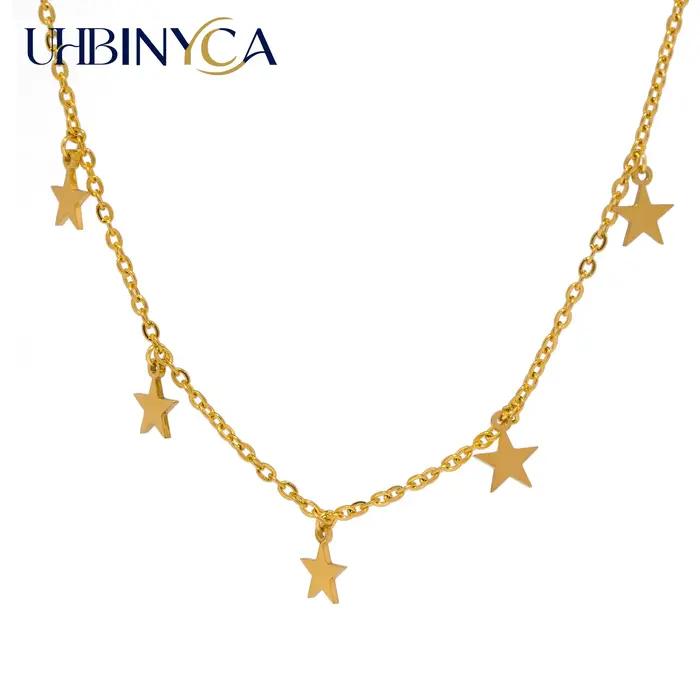 UHBINYCA Collier étoile simple et personnalisé pour filles, accessoires d'été imperméables en acier inoxydable poli