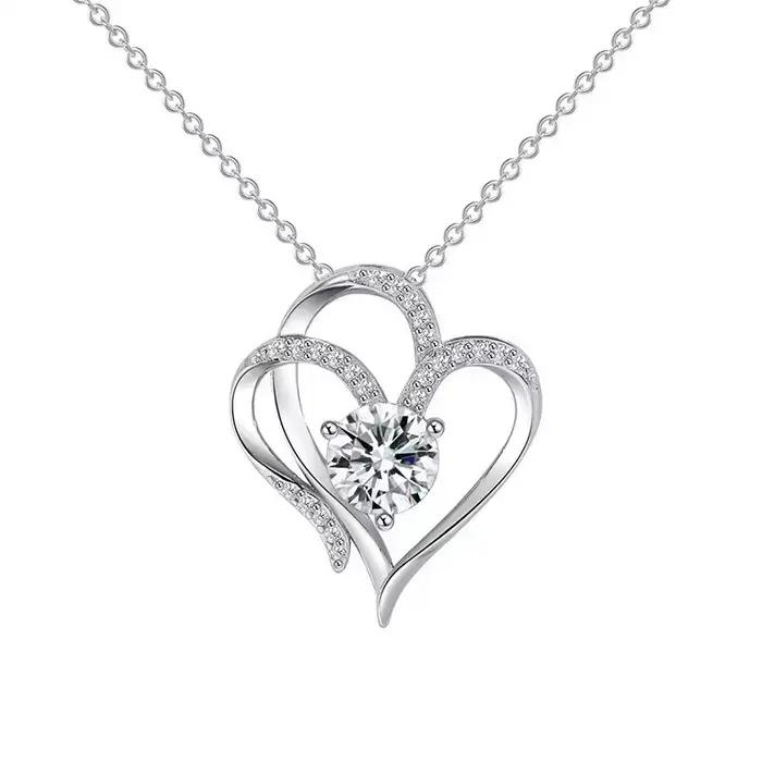 Collier en argent 925 scintillant pour femme et homme, bijoux fins pour mariage, fiançailles, fête, cadeau de Saint-Valentin