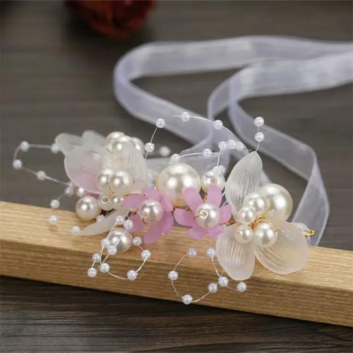 Bracelets de poignet en perles artificielles pour demoiselle d'honneur, fleur à main pour enfants, mariage romantique, belle mariée, filles