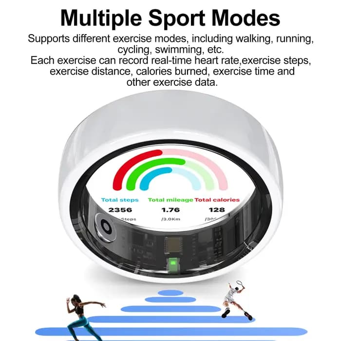 R12 anneau intelligent hommes femmes contrôle des gestes moniteur de santé et de sommeil Multi Sport Mode 5ATM anneau intelligent étanche avec étui de chargement