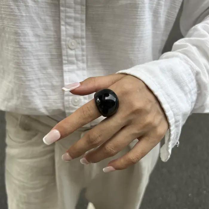 KMVEXO coréen Simple acrylique anneaux Vintage anneaux ronds pour femmes grand Kpop bague filles large Punk résine anneau bijoux de mode