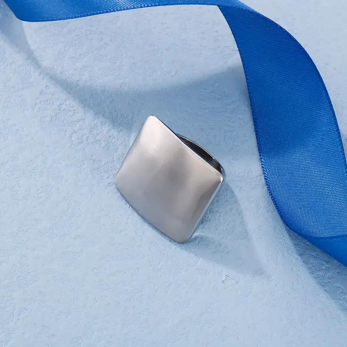 Grands bagues de fête Vintage pour femmes, couleur argent brossé, grandes bagues en acier inoxydable, bijoux à la mode, cadeaux de mariage