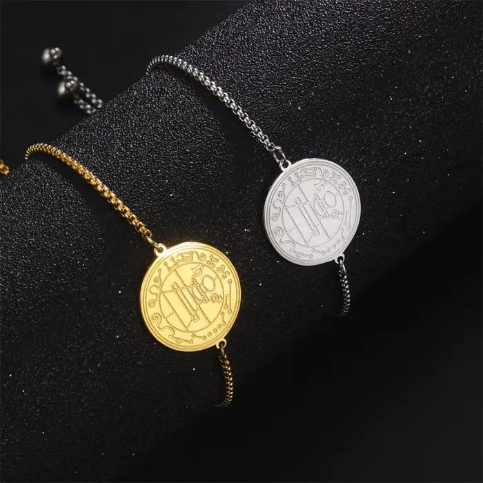 EUEAVAN Bracelet porte-bonheur vintage de protection contre la misère, sceau de Salomon, amulette de fortune, bijoux en acier inoxydable, accessoires cadeau