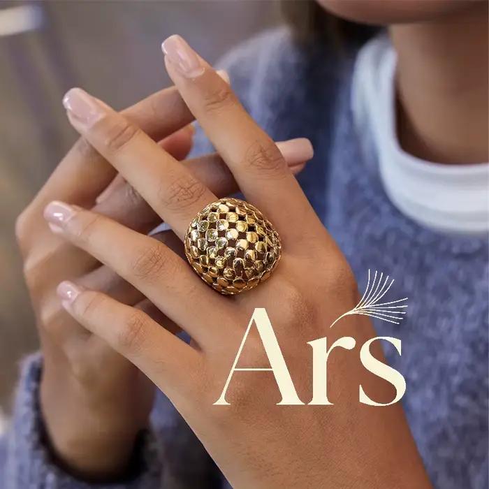 Bague creuse en maille d'acier inoxydable Ars pour femme, plaquée or 18 carats, large, minimaliste, anti-ternissement, pour usage quotidien