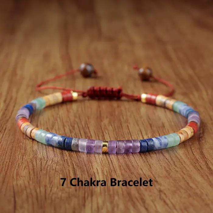 Bracelet en pierres naturelles 7 chakras, bijoux faits à la main multicolores, joli cadeau pour un usage quotidien