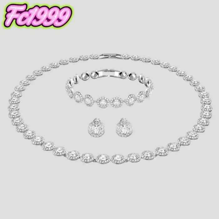 Ensemble de bijoux rond très vendu, boucles d'oreilles, bracelet, collier uniques, pour le quotidien, les fêtes et les banquets.