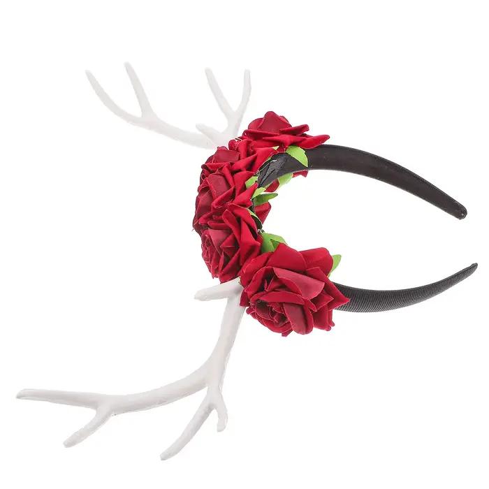 Bandeau en bois de renne blanc, accessoire de cheveux de noël, couvre-chef de fête, décoration de cheveux, outils de coiffure, tresses