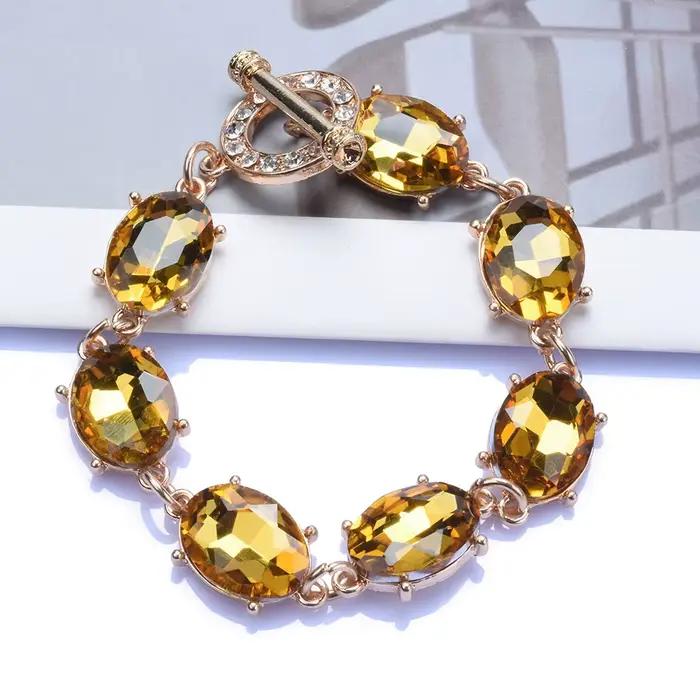 Ensemble de Bijoux en Pierres Précieuses pour Femme, Clip, Strass, Accessoires de Poméras, Perlé, Bleu, Verre, Violet, Bracelet, Collier