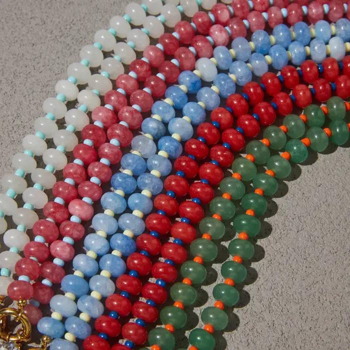 Collier de perles en pierre naturelle, fait à la main, avec pierres colorées, pour femmes, bijoux cadeau, bijoux imperméables, collier délicat
