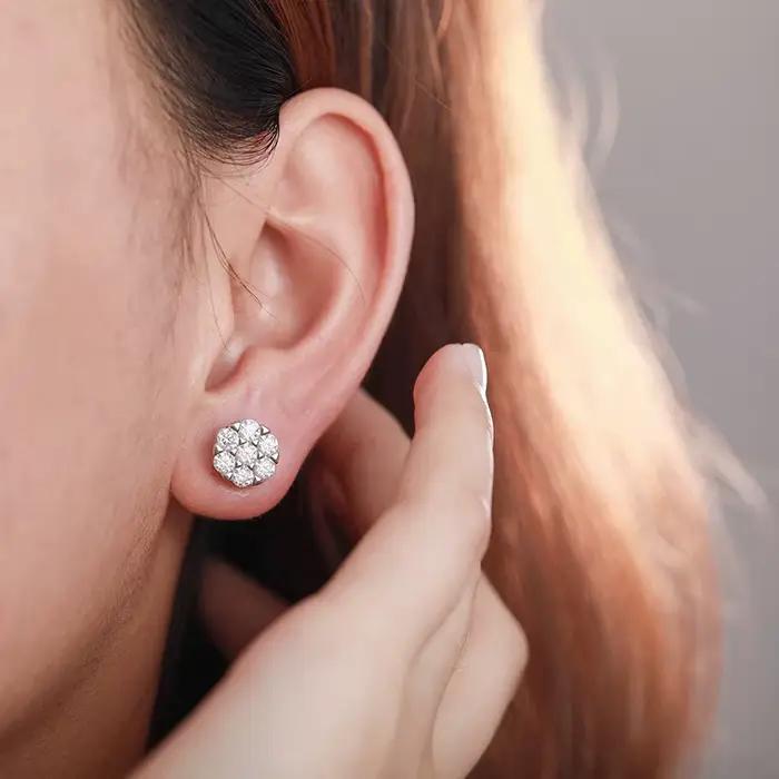 Boucles d'oreilles rondes Moissanite Dimond D Document pour femmes et hommes, argent regardé 925, mode exquise, oreille Rotterdam, bijoux de mariage, cadeau