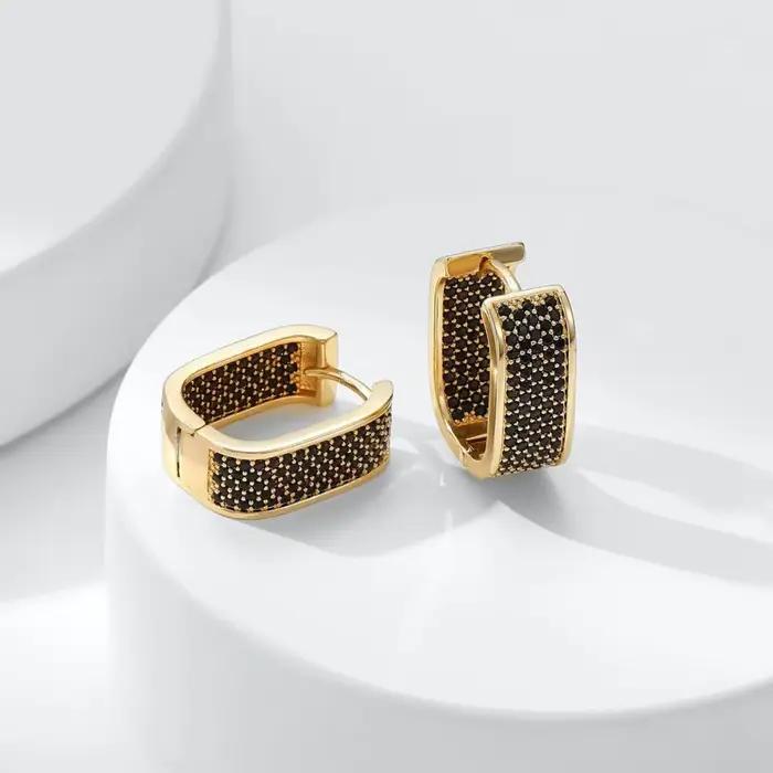 Boucles d'oreilles dorées, boucles d'oreilles de luxe haut de gamme pour femmes, incrustées de zircon multicolore, bijoux de luxe exquis et nouveaux bijoux 2023