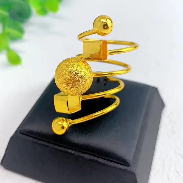 Bague spirale brésilienne femmes plaqué or 24K mariée de mariage arabe éthiopien dubaï gros bijoux nigérians marocain redimensionnable