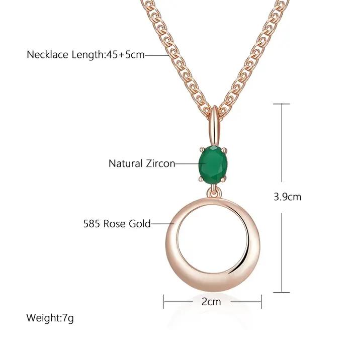 SYOUJYO – collier rond en Zircon naturel vert pour femmes, couleur or Rose brillant, luxe, fête, bijoux fins quotidiens, 585