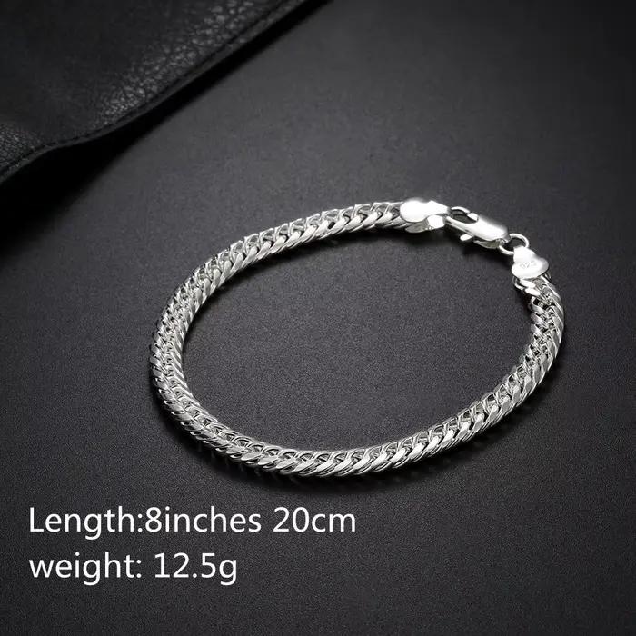 Bracelets en argent sterling 925 avec chaîne géométrique en or 18 carats de 6 mm pour femmes et hommes, bijoux fins, cadeaux de mariage et de Noël