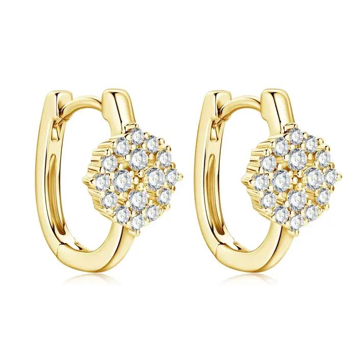 Vinregem GRA 3EX VVS1 D coupe ronde vrais diamants Moissanite pierres précieuses boucles d'oreilles en argent Sterling 925 bijoux fins en gros