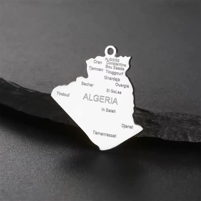 EUEAVAN afrique argélie carte pendentifs en acier inoxydable classique ville algérienne nom pendentif mode bijoux cadeau en gros
