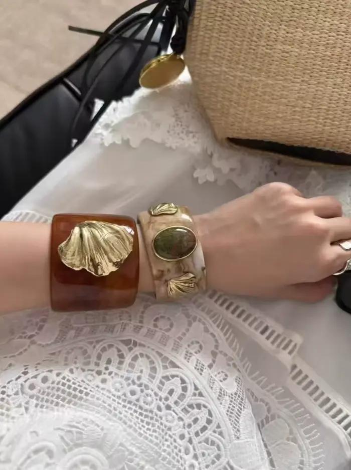 Bijoux européens et américains – bracelet en résine métallique émail personnalisé en forme de cœur, haut de gamme et de style simple