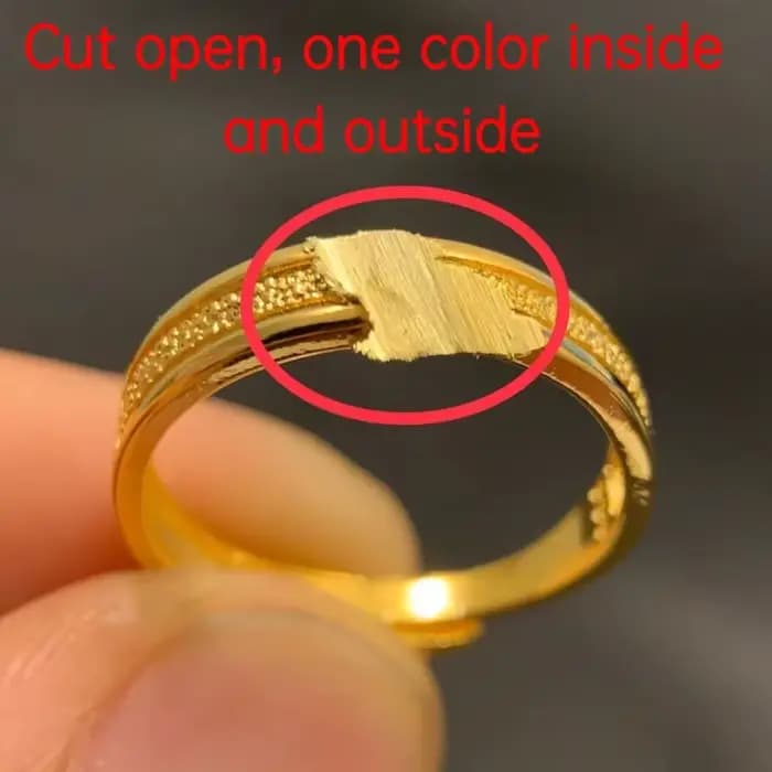 Bague de couple en or 24 carats AU999 - Nouveau design givré et lisse pour hommes et femmes |   Bijoux