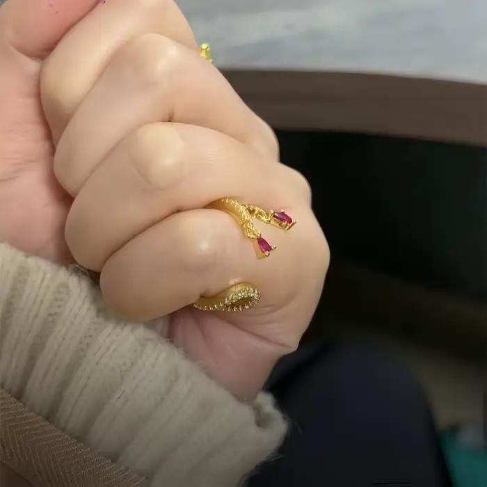 Bague double couche en diamant incrusté, motif goutte d'eau étincelante, avec pampille et entièrement sertie de diamants, pour femme, style INS, luxe minimaliste haut de gamme, ouverte