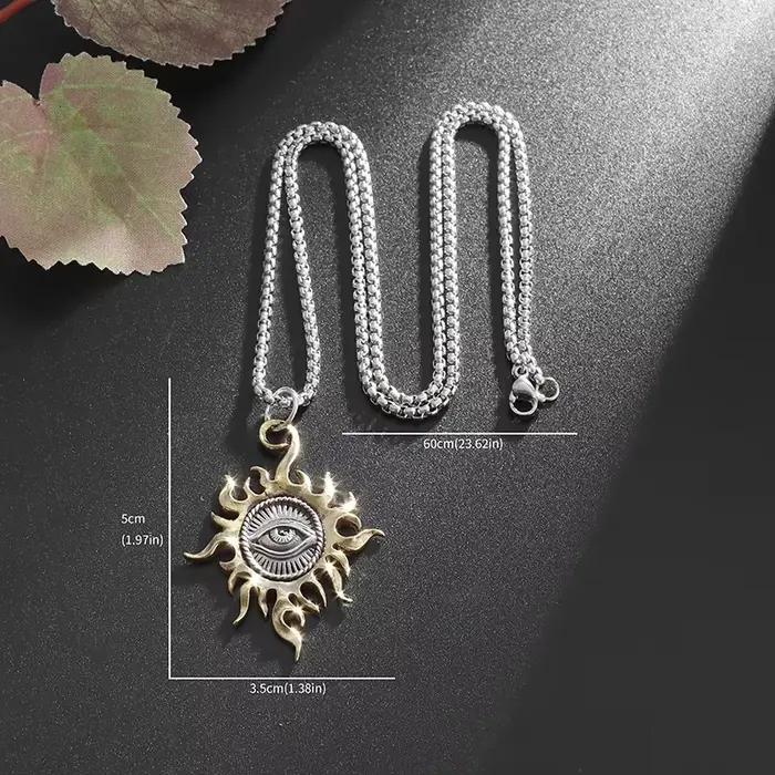 Pendentif Vintage œil de soleil de dieu, collier œil qui voit tout, amulette religieuse pour hommes et femmes, bijoux