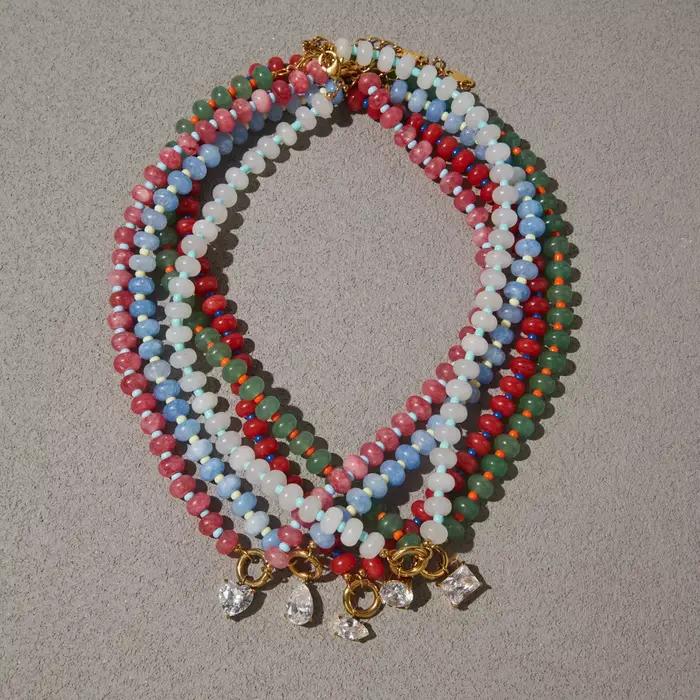 Collier de perles en pierre naturelle, fait à la main, avec pierres colorées, pour femmes, bijoux cadeau, bijoux imperméables, collier délicat