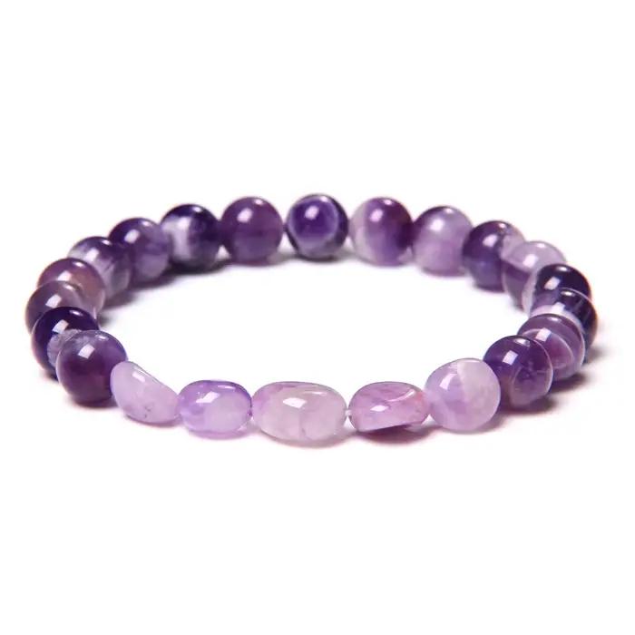 Bracelet en pierres naturelles rondes et aléatoires, améthystes en œil de tigre, Lapis Lazuli, perles en cristal rouge, bijoux pour femmes et hommes