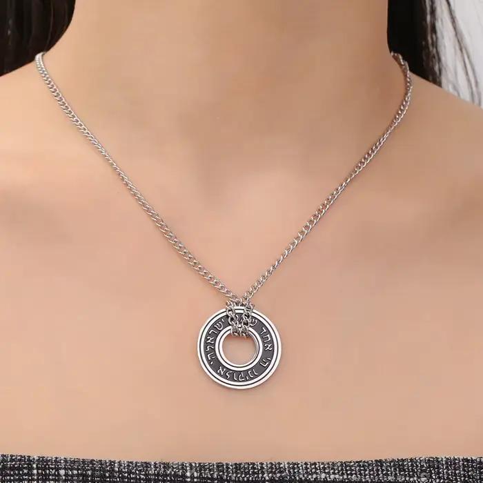 LIKGREAT juif Shema hébreu collier pour femmes hommes israélien Kabbalah bénédiction pendentif en acier inoxydable Judaica tour de cou amulette cadeau