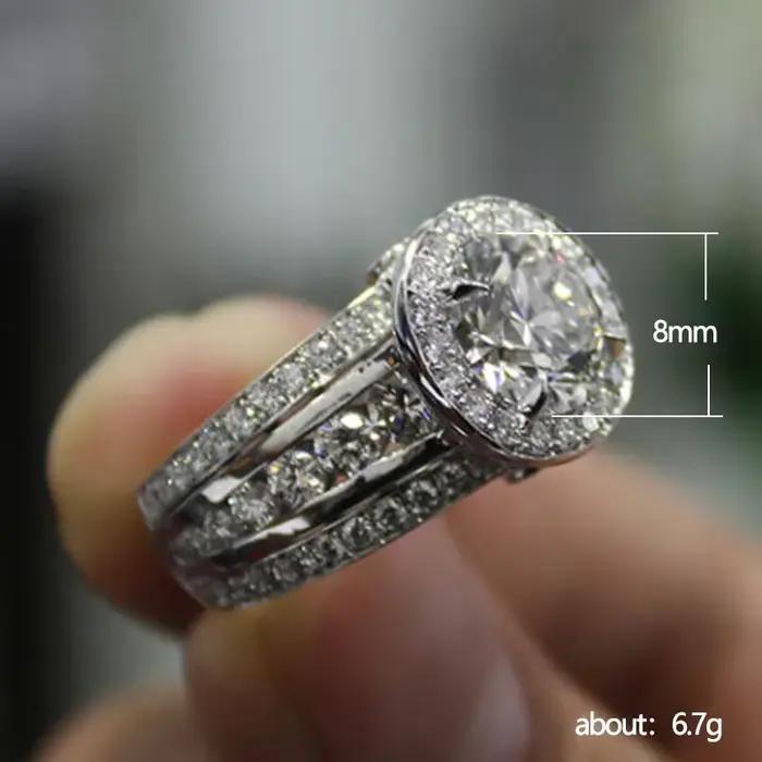 Bagues de mariage rondes simples pour femmes, argent 100%, zircone cubique, pierre blanche, bague de fiançailles, Bijoux pour femmes, 925