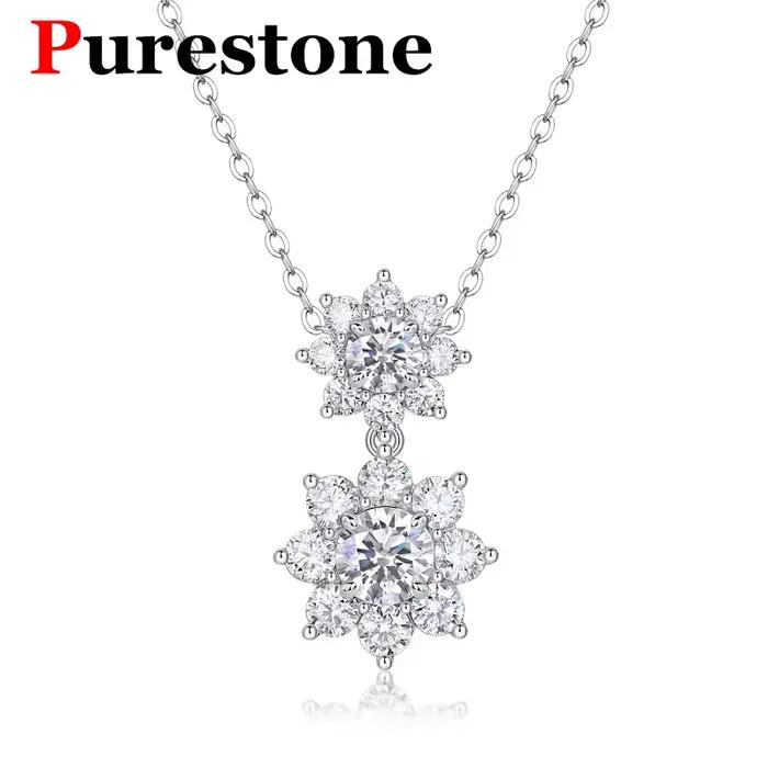 Collier de luxe en diamant Moissanite pour femmes, bijoux originaux en argent Sterling 925, cadeau, chaîne de clavicule premium pour femmes