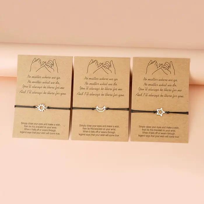 Bracelets de carte de navire de chia, longue distance, bracelet de promesse de mariage, cadeau d'anniversaire de fête pour les meilleurs amis, 16%, ensemble de 3 pièces