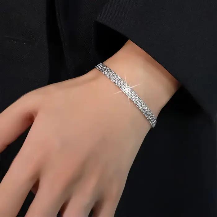 Bracelets en argent sterling 925, chaîne en maille pour femmes et hommes, bijoux de mariage Noble, jolie chaîne à la mode, 20cm, 8 pouces