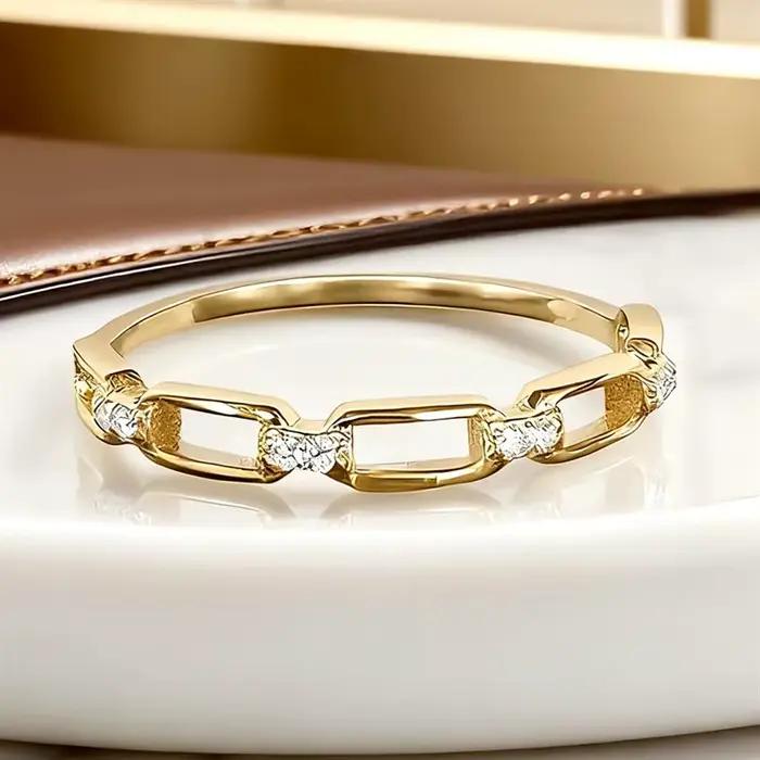 Huitan – bague à chaîne avec zircons cubiques brillants pour femmes, bijoux à porter au quotidien, accessoires de mode délicats pour dames