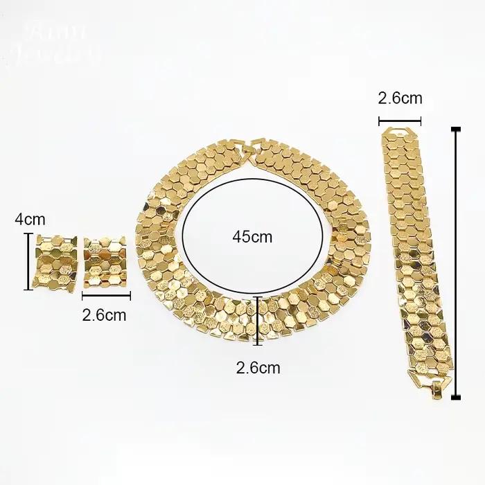 Ensemble de bijoux Vintage plaqué or 18 carats pour femmes, ensemble de bijoux italiens, cadeaux de fête de mariage