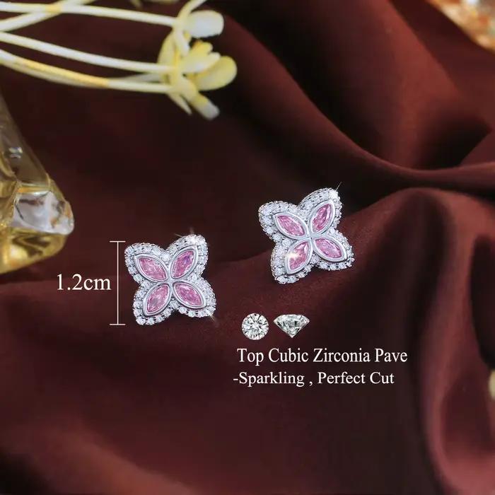 Pera – boucles d'oreilles blanches simples en forme de fleur à quatre feuilles, cadeau de fête de fiançailles, accessoire à la mode pour femmes, SE004