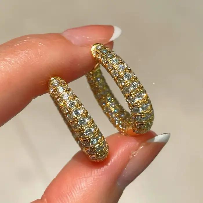 WUIHA Vintage 100% 925 argent Sterling émeraude diamants à haute teneur en carbone pierres précieuses mariage fiançailles cerceaux boucles d'oreilles bijoux fins