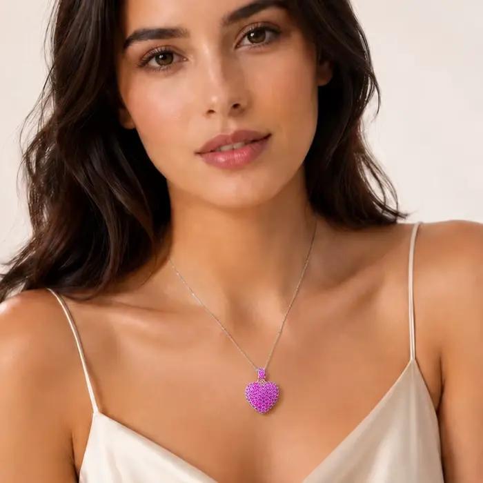 Pendentif rouge CZ coeur printemps marque mode Bijoux romantiques Style européen Bijoux accessoires cadeau pour âme femme