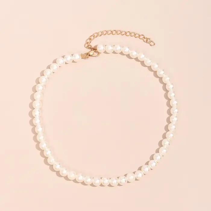 YWZIXLN 2021 tendance bijoux élégants mariage grand collier de perles pour les femmes mode blanc Imitation perle collier ras du cou N0179