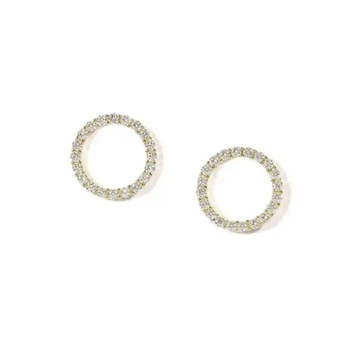 Boucles d'oreilles délicates en petit cercle pour femmes, couleur or, cristal minimaliste, fête coréenne, accessoires de bijoux à la mode d'été