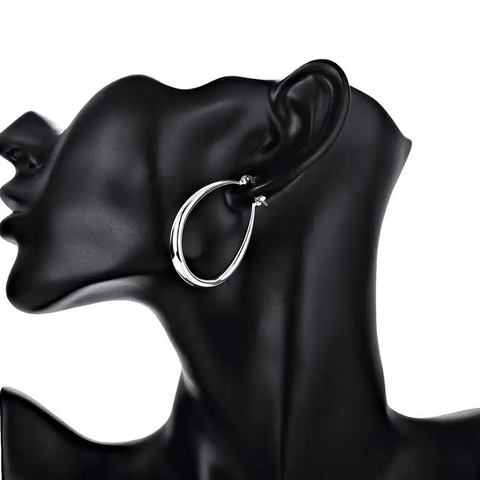Boucles d'oreilles en argent Sterling 925 pour femmes, grand cercle lisse de 41MM, accessoires de fête de mariage, bijoux cadeaux de noël