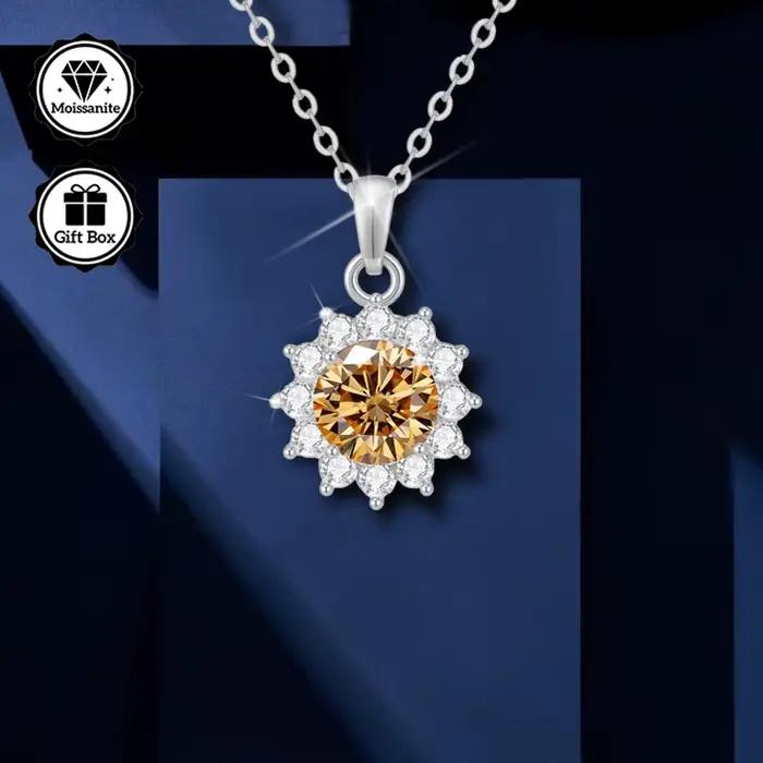 Bijoux pour femmes, bijoux de haute qualité, collier hypoallergénique, collier moissanite 2 carats pour femmes, cadeau de noël pour