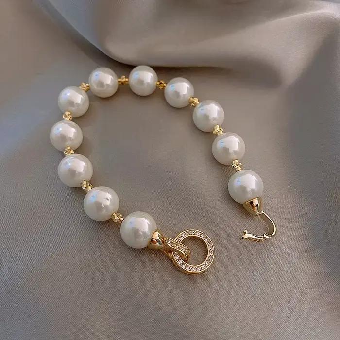Nouveauté 2026 – Bracelet élégant en zircon et perles, style rétro et luxueux, pour femme – Bijou tendance en cristal, idéal pour les fêtes et cadeaux