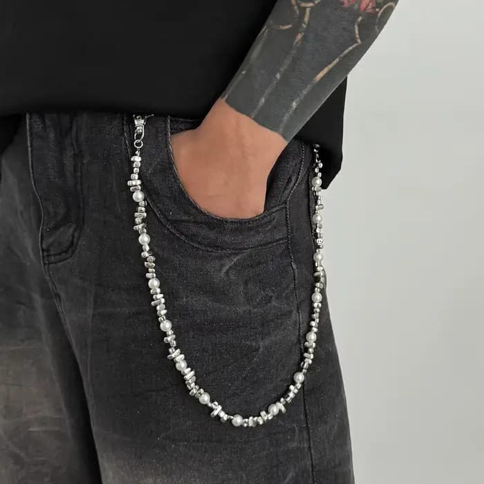 PuRui tendance Punk irrégulière CCB perlé taille chaîne porte-clés pour hommes Hip Hop polyvalent jean pantalon chaîne Steampunk Grunge bijoux