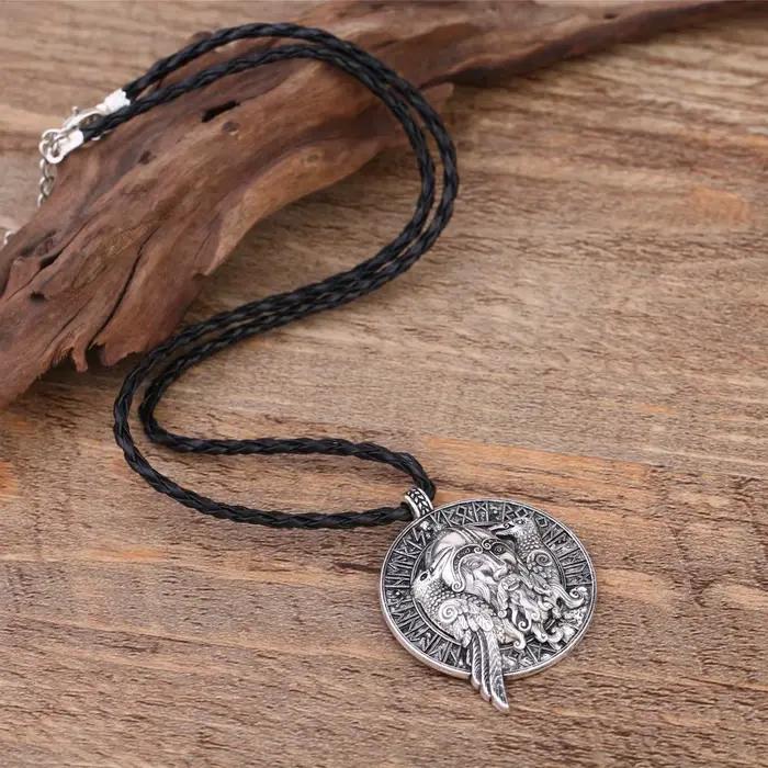 Teamer–collier homme collier rond Wicca pour hommes, pendentif de sceau, cordon de cire, chaîne à maillons, style nordique Viking, Runes, arbre de vie, bijoux cadeaux bijoux homme