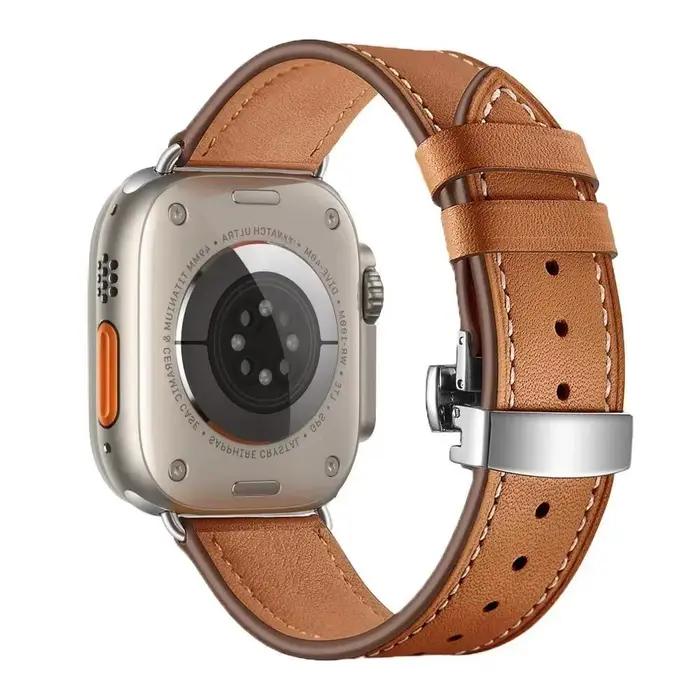 Bracelet de montre en cuir pour Apple Watch 49mm 46mm 45mm 44mm 42mm 41mm 40mm 38mm 45mm pour iWatch Series 11 10 9 8 7 6 5 4 Ultra3