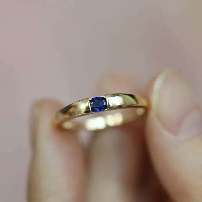 Bague de fiançailles en saphir classique, vintage, brillant, léger, luxe, style couple, matiques unisexes, fête de banquet, bijoux réglables