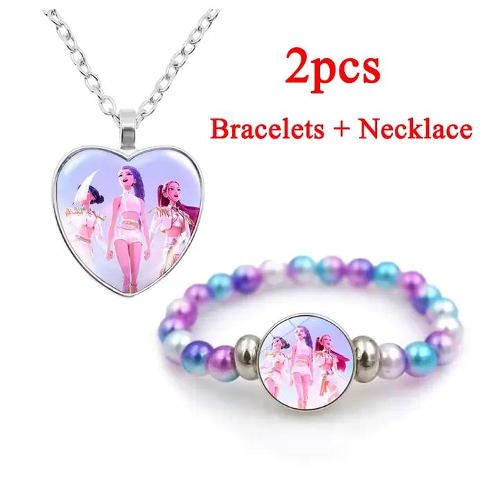 Ensemble tendance 2 pièces Demon Hunters : 1 bijou, collier et bracelet délicats, accessoire élégant pour le quotidien et les occasions festives