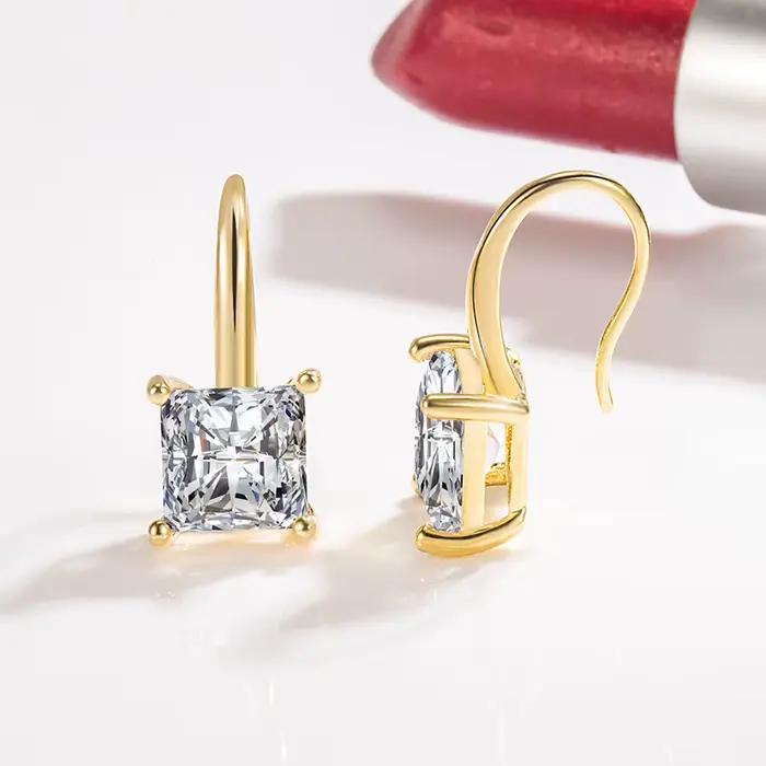 Boucles d'oreilles originales en argent Sterling 100% 925 et diamant pour femmes, pierres précieuses naturelles, bijoux minimalistes, argent 925